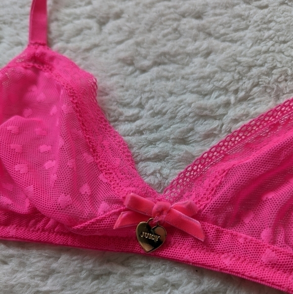 Juicy COUTURE hot pink mesh lace hearts bra small xs - Picture 3 of 7